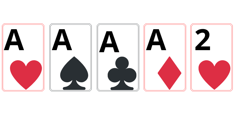 pokerio kortų kombinacijos - Keturios vienodos