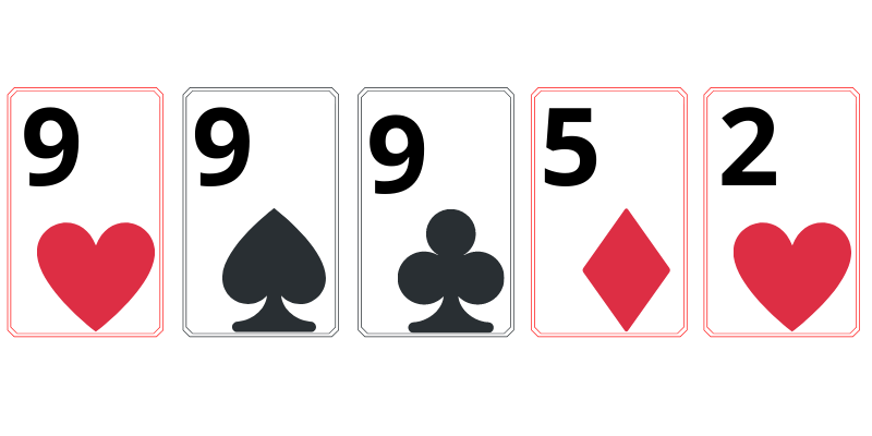 pokeris kombinacijos - Trys vienodos