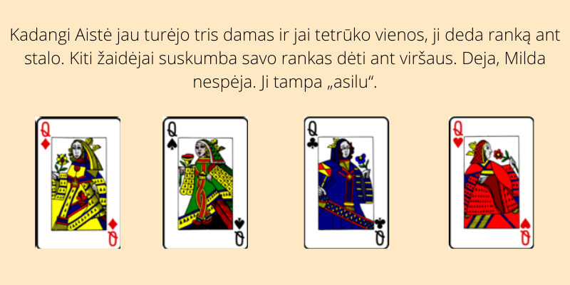 Kortų žaidimas Asilas - 2 pavyzdys