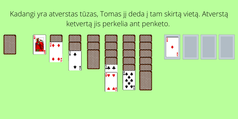 Kortų žaidimas Pasjansas - 2 pavyzdys
